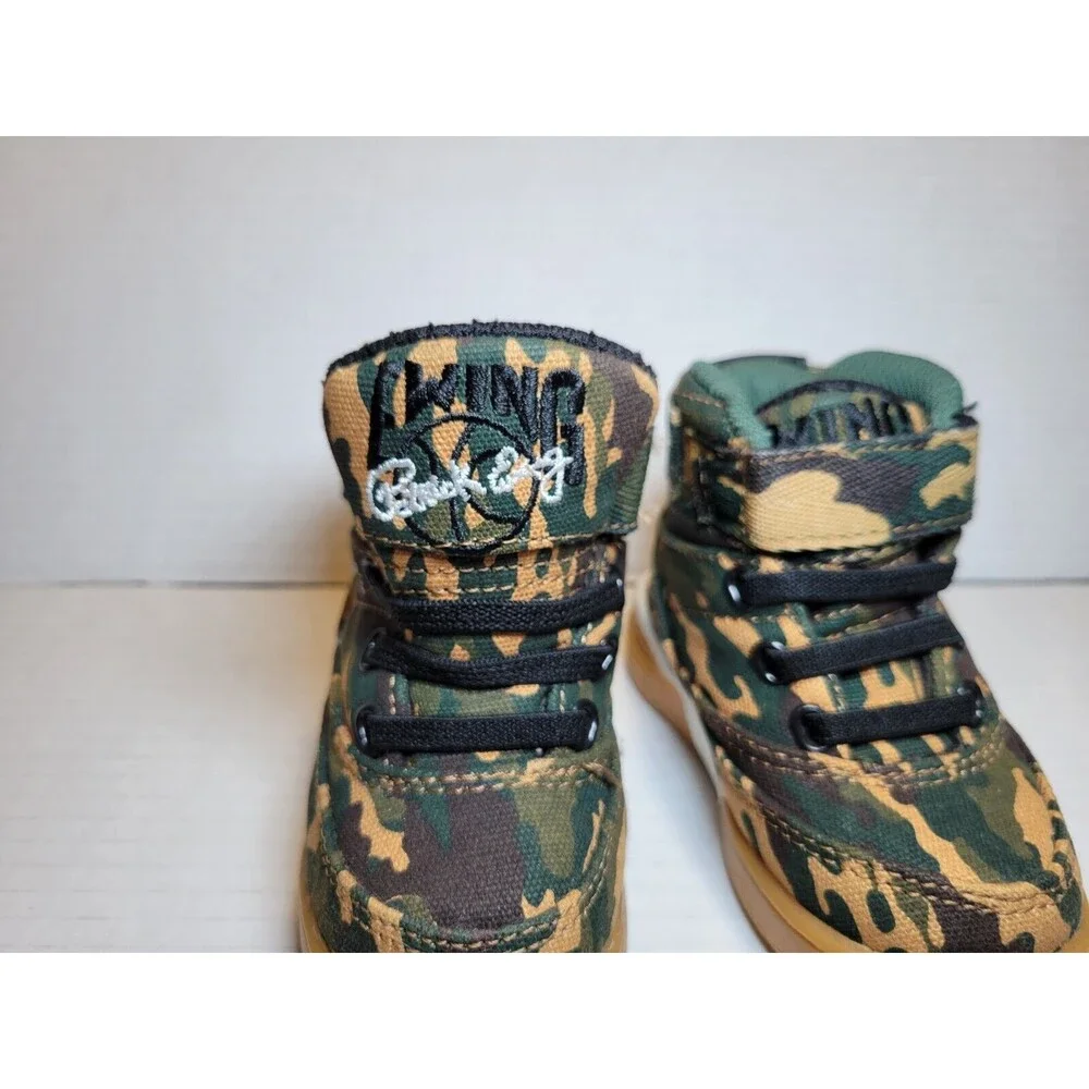 Boys PATRICK EWING 33 Hi Toddler Size 4 Camo Print Green Brown Gum Sole Sneakers